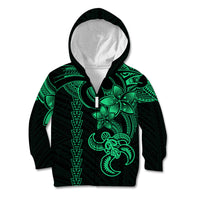 Hawaiian Tribal Kid Hoodie Polynesian Kakau Turtle - Green LT9 - Polynesian Pride