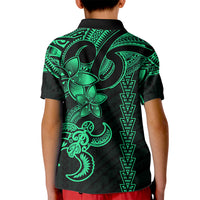 Hawaiian Tribal Kid Polo Shirt Polynesian Kakau Turtle - Green LT9 - Polynesian Pride