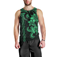 Hawaiian Tribal Men Tank Top Polynesian Kakau Turtle - Green LT9 - Polynesian Pride