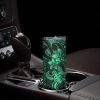 Green Hawaiian Kakau Turtle Skinny Tumbler Polynesian Tribal