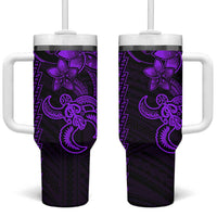Purple Hawaiian Kakau Turtle Tumbler With Handle Polynesian Tribal