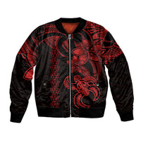 Hawaiian Tribal Bomber Jacket Polynesian Kakau Turtle - Red LT9 Unisex Red - Polynesian Pride