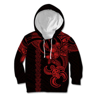 Hawaiian Tribal Kid Hoodie Polynesian Kakau Turtle - Red LT9 Red - Polynesian Pride