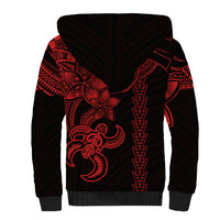 Hawaiian Tribal Sherpa Hoodie Polynesian Kakau Turtle - Red LT9 - Polynesian Pride