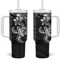 White Hawaiian Kakau Turtle Tumbler With Handle Polynesian Tribal