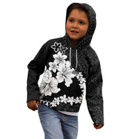American Samoa Lotu Tamaiti Kid Hoodie White Sunday Plumeria Black Vibe