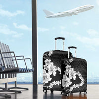 American Samoa Lotu Tamaiti Luggage Cover White Sunday Plumeria Black Vibe