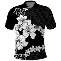 American Samoa Lotu Tamaiti Polo Shirt White Sunday Plumeria Black Vibe
