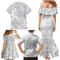 Lotu Tamaiti Samoa Siapo Family Matching Mermaid Dress and Hawaiian Shirt White Sunday With Teuila Torch Ginger