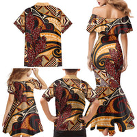 Vintage Samoa Siapo Family Matching Mermaid Dress and Hawaiian Shirt With Teuila Torch Ginger