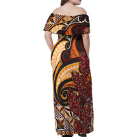 Vintage Samoa Siapo Family Matching Off Shoulder Maxi Dress and Hawaiian Shirt With Teuila Torch Ginger