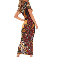 Vintage Samoa Siapo Family Matching Short Sleeve Bodycon Dress and Hawaiian Shirt With Teuila Torch Ginger