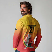 Custom Cricket PNG East Asia-Pacific Long Sleeve Polo Shirt Papua New Guinea Rise to Power - Polynesian Pride