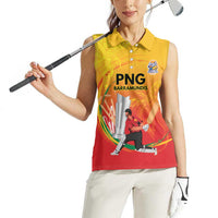 Custom Cricket PNG East Asia-Pacific Women Sleeveless Polo Shirt Papua New Guinea Rise to Power - Polynesian Pride
