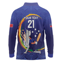 Custom Cricket Samoa East Asia-Pacific Long Sleeve Polo Shirt Samoa Storming the Limits LT9 - Polynesian Pride
