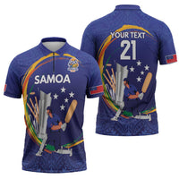 Custom Cricket Samoa East Asia-Pacific Zipper Polo Shirt Samoa Storming the Limits - Polynesian Pride
