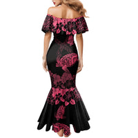 personalised-polynesian-turtle-ribbon-family-matching-mermaid-dress-and-hawaiian-shirt-think-pink-breast-cancer-with-pacific-hibiscus