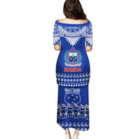 Toa Samoa Christmas Puletasi Samoa Siva Tau Manuia Le Kerisimasi Blue Vibe LT9 - Polynesian Pride