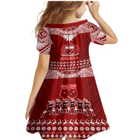 Toa Samoa Christmas Family Matching Mermaid Dress and Hawaiian Shirt Samoa Siva Tau Manuia Le Kerisimasi Red Vibe LT9 - Polynesian Pride