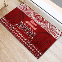 Toa Samoa Christmas Rubber Doormat Samoa Siva Tau Manuia Le Kerisimasi Red Vibe LT9 - Polynesian Pride