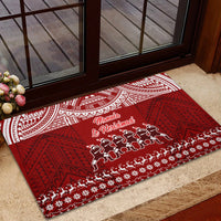 Toa Samoa Christmas Rubber Doormat Samoa Siva Tau Manuia Le Kerisimasi Red Vibe LT9 - Polynesian Pride