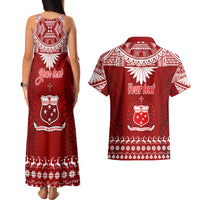 Personalised Toa Samoa Christmas Couples Matching Tank Maxi Dress and Hawaiian Shirt Samoa Siva Tau Manuia Le Kerisimasi Red Vibe LT9 - Polynesian Pride