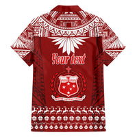 Personalised Toa Samoa Christmas Family Matching Off Shoulder Short Dress and Hawaiian Shirt Samoa Siva Tau Manuia Le Kerisimasi Red Vibe LT9 - Polynesian Pride