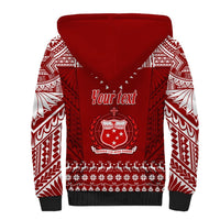 Personalised Toa Samoa Christmas Sherpa Hoodie Samoa Siva Tau Manuia Le Kerisimasi Red Vibe LT9 - Polynesian Pride