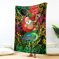 Personalised Vanuatu Joyeux Noel Blanket Christmas Santas God Yumi LT9 Reggae - Polynesian Pride
