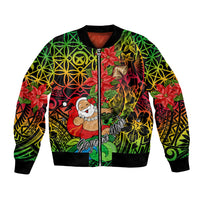 Personalised Vanuatu Joyeux Noel Bomber Jacket Christmas Santas God Yumi LT9 Unisex Reggae - Polynesian Pride