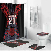 Custom New Zealand Bathroom Set Maori Kiwiana Pattern Tukutuku Motif