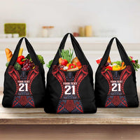 Custom New Zealand Grocery Bag Maori Kiwiana Pattern Tukutuku Motif LT9 3-pack One Size Red - Polynesian Pride