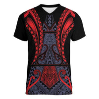 Custom New Zealand Women V-Neck T-Shirt Maori Kiwiana Pattern Tukutuku Motif