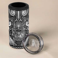 Custom New Zealand Taiaha Maori 4 in 1 Can Cooler Tumbler Kiwikiwi Minimalist Silver Fern Tukutuku Motif