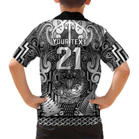 Custom New Zealand Taiaha Maori Family Matching Mermaid Dress and Hawaiian Shirt Kiwikiwi Minimalist Silver Fern Tukutuku Motif LT9 - Polynesian Pride