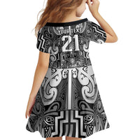 Custom New Zealand Taiaha Maori Family Matching Puletasi and Hawaiian Shirt Kiwikiwi Minimalist Silver Fern Tukutuku Motif LT9 - Polynesian Pride