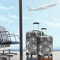 New Zealand Taiaha Maori Luggage Cover Kiwikiwi Minimalist Silver Fern Tukutuku Motif