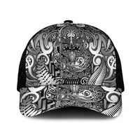 New Zealand Taiaha Maori Mesh Trucker Cap Kiwikiwi Minimalist Silver Fern Tukutuku Motif