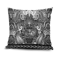New Zealand Taiaha Maori Pillow Cover Kiwikiwi Minimalist Silver Fern Tukutuku Motif
