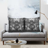 New Zealand Taiaha Maori Pillow Cover Kiwikiwi Minimalist Silver Fern Tukutuku Motif