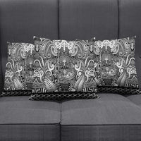 New Zealand Taiaha Maori Pillow Cover Kiwikiwi Minimalist Silver Fern Tukutuku Motif