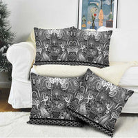 New Zealand Taiaha Maori Pillow Cover Kiwikiwi Minimalist Silver Fern Tukutuku Motif