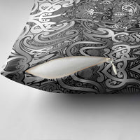 New Zealand Taiaha Maori Pillow Cover Kiwikiwi Minimalist Silver Fern Tukutuku Motif