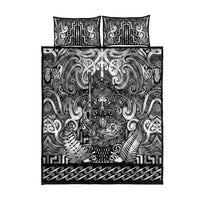 New Zealand Taiaha Maori Quilt Bed Set Kiwikiwi Minimalist Silver Fern Tukutuku Motif