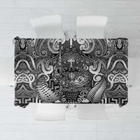 New Zealand Taiaha Maori Tablecloth Kiwikiwi Minimalist Silver Fern Tukutuku Motif