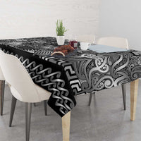 New Zealand Taiaha Maori Tablecloth Kiwikiwi Minimalist Silver Fern Tukutuku Motif