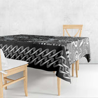 New Zealand Taiaha Maori Tablecloth Kiwikiwi Minimalist Silver Fern Tukutuku Motif