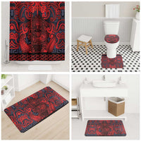 New Zealand Taiaha Maori Bathroom Set Whero Minimalist Silver Fern Tukutuku Motif