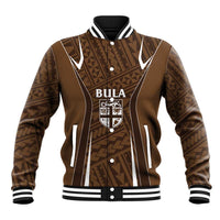 Custom Oceania Football Bula Fiji Baseball Jacket Polynesian Tribal Pattern LT9 Unisex Brown - Polynesian Pride