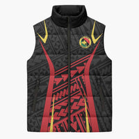 Custom Oceania Football Papua New Guinea Sleeveless Puffer Jacket Polynesian Tribal Pattern